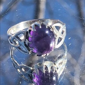 BOUTIQUE CELTIC AMETHYST 925 SILVER RING, 8.5